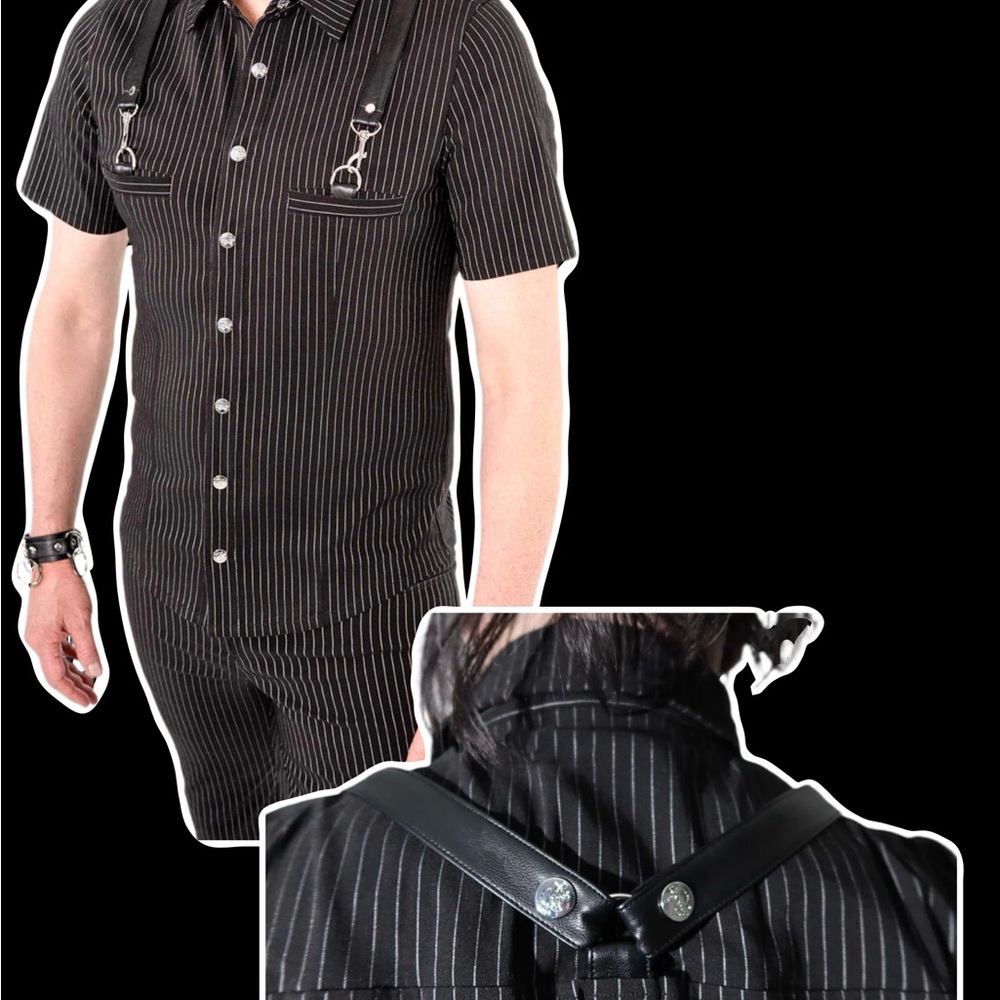Lip Service Gangsta Pranksta pinstriped short sleeve shirt with removable straps